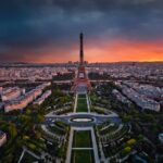 Tour eiffel couché de soleil