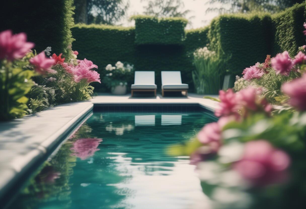 Piscine dans jardin